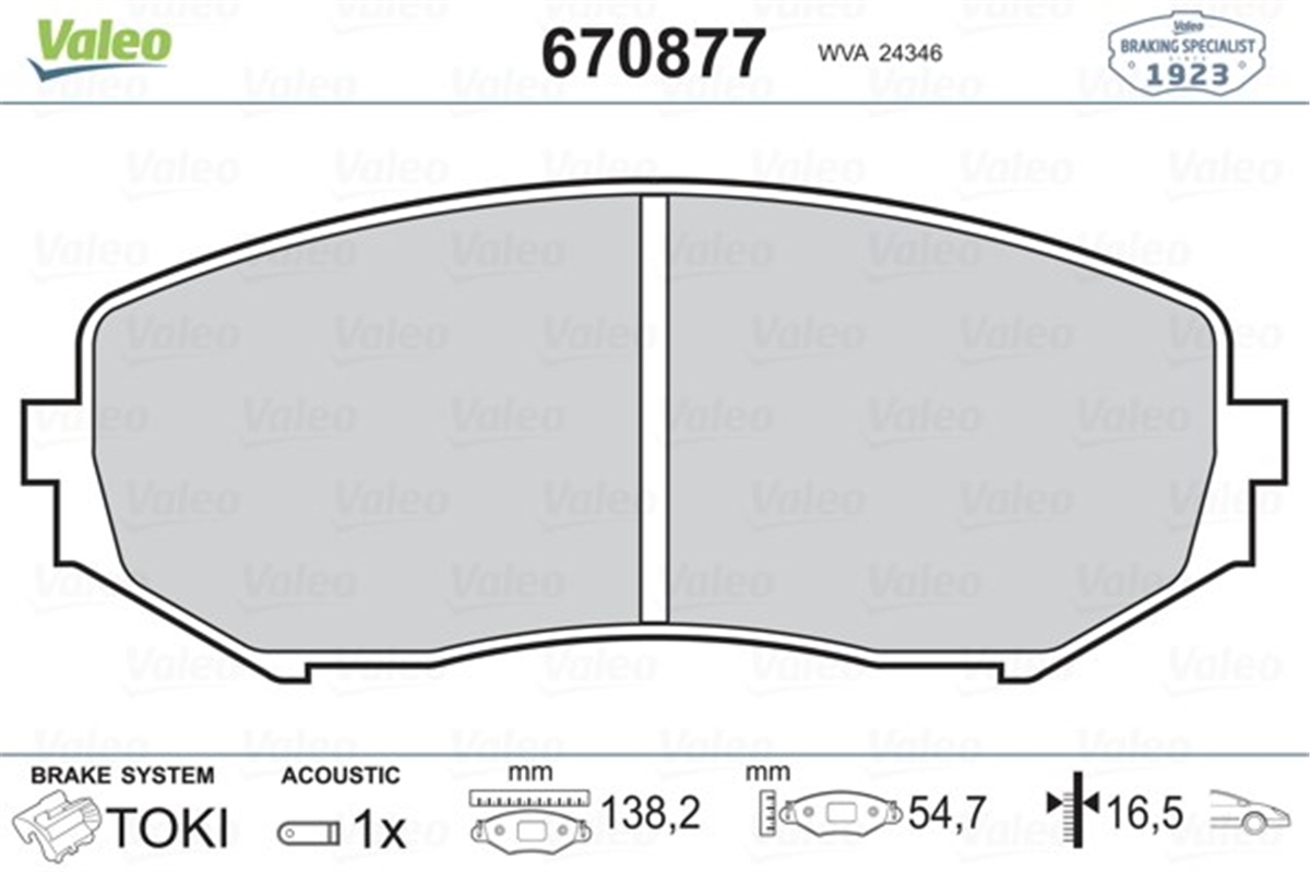SUZUKIÖN BALATA SUZUKI GRAND VITARA 1.6 98-03 1.6 05 2.0 05 2.7 01-03 2.4 09 VALEO 670877VALEOVALEO 670877