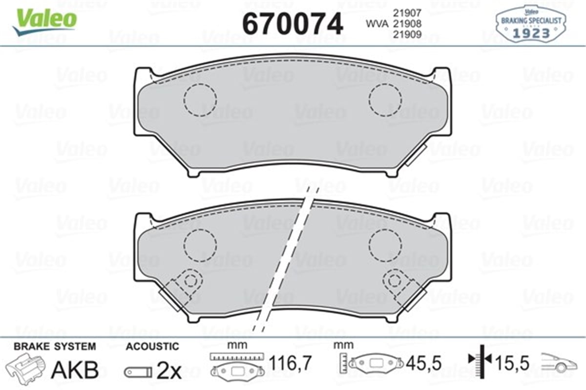 SUZUKIÖN BALATA SUZUKI GRAND VITARA 1.6 98-03 1.6 05 2.0 05 2.7 01-03 2.4 09 VALEO 670074VALEOVALEO 670074
