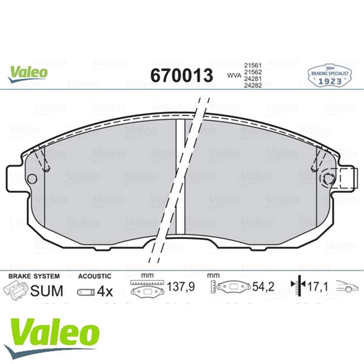 SX4ÖN BALATA NISSAN JUKE 2010 350 Z 03 MAXIMA QX 88-99 2.0I-PULSAR 14 SUZUKI SX4 06 VALEO 670013VALEOVALEO 670013