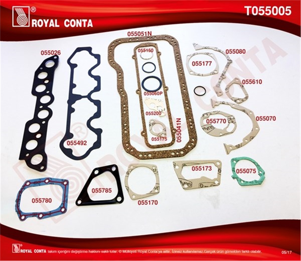 TEMPRAMOTOR TAKIM CONTASI YARIM SİLİNDİR KAPAK CONTASI SİZ TEMPRA 1.6 TK ROYAL T055005ROYALROYAL T055005