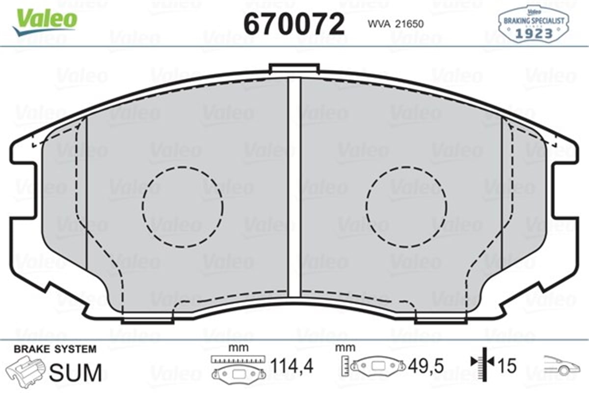 TERIOSÖN BALATA DAIHATSU TERIOS 97 VALEO 670072VALEOVALEO 670072