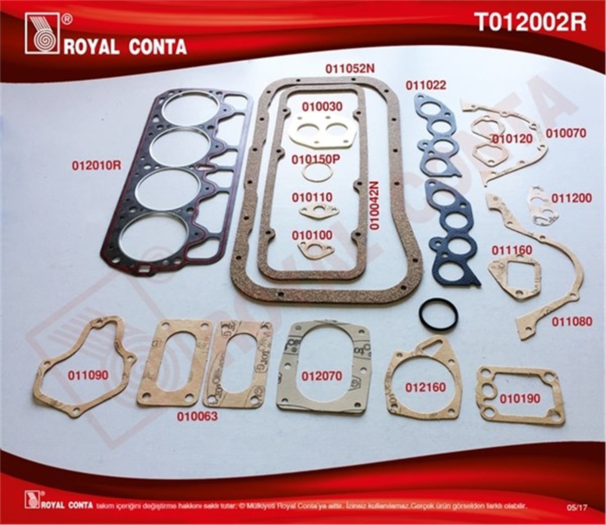 TOFAŞMOTOR TAKIM CONTA SÜPER KEÇESİZ M131 DKŞ 1600 ROYAL T012002RROYALROYAL T012002R