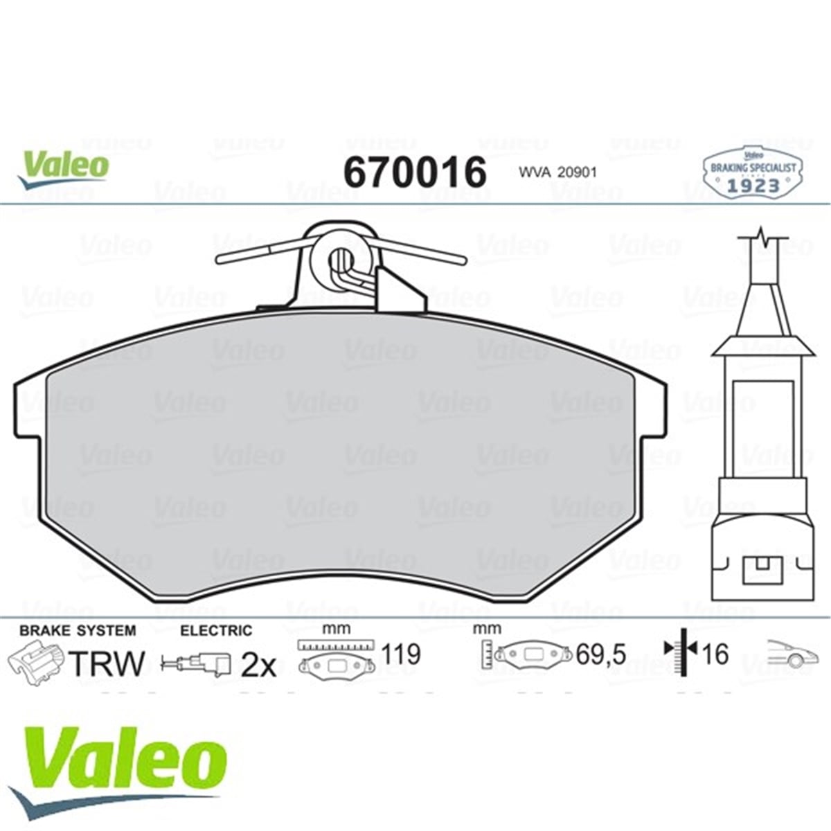 TOLEDOÖN BALATA İNCE GOLF II III POLO CLASSIS 95 PASSAT CORDOBA CADDY 95-1.04 IBIZA TOLEDO VENTO VALEO 670016VALEOVALEO 670016