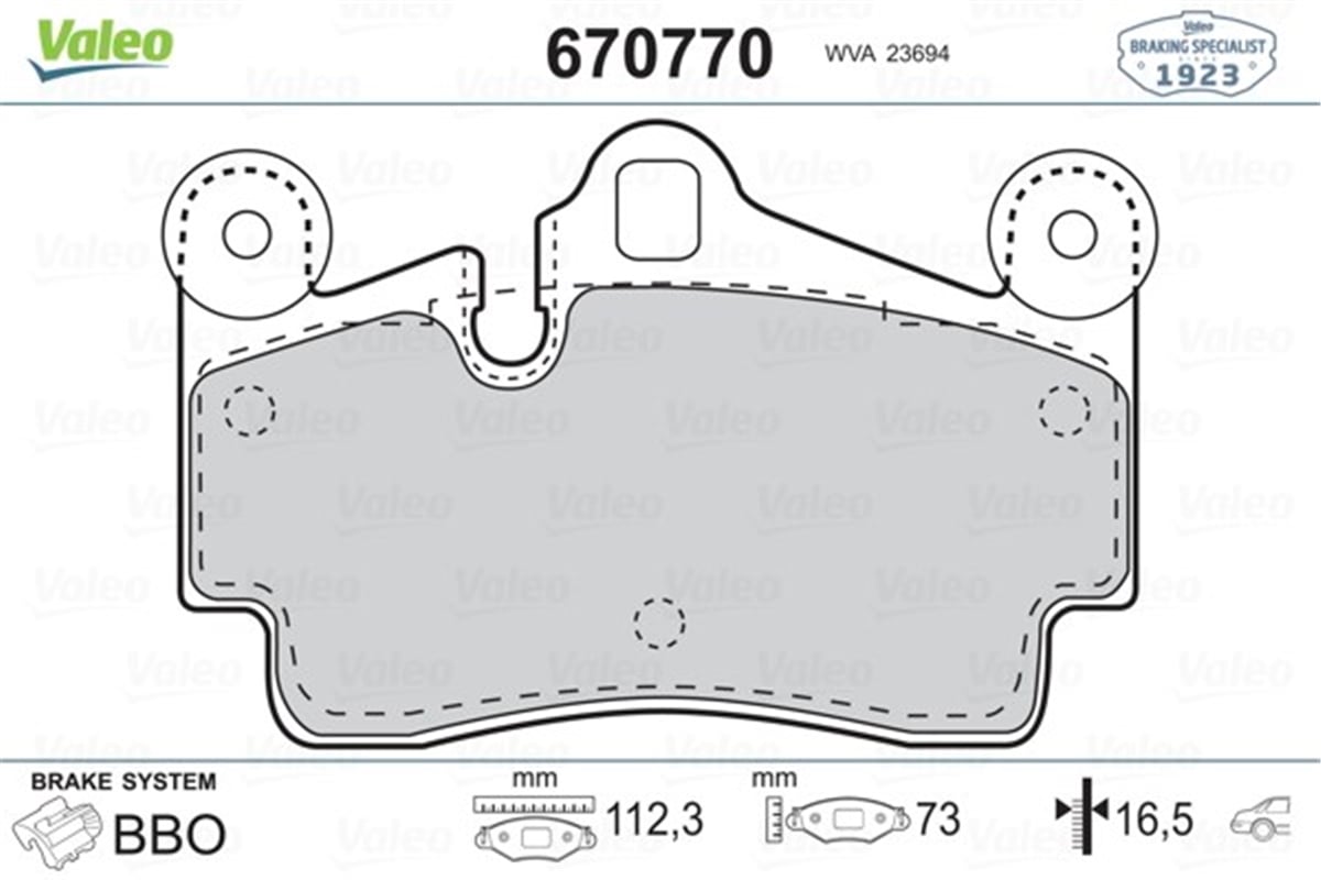 TOUAREGARKA BALATA TOUAREG 02-10 CAYENNE 02-10 Q7 06-11 112X73 GDB1549 VALEO 670770VALEOVALEO 670770