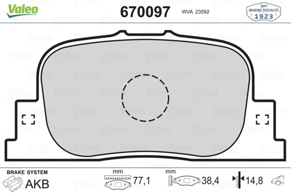 TOYOTAARKA BALATA TOYOTA CAMRY 96-01 VALEO 670097VALEOVALEO 670097