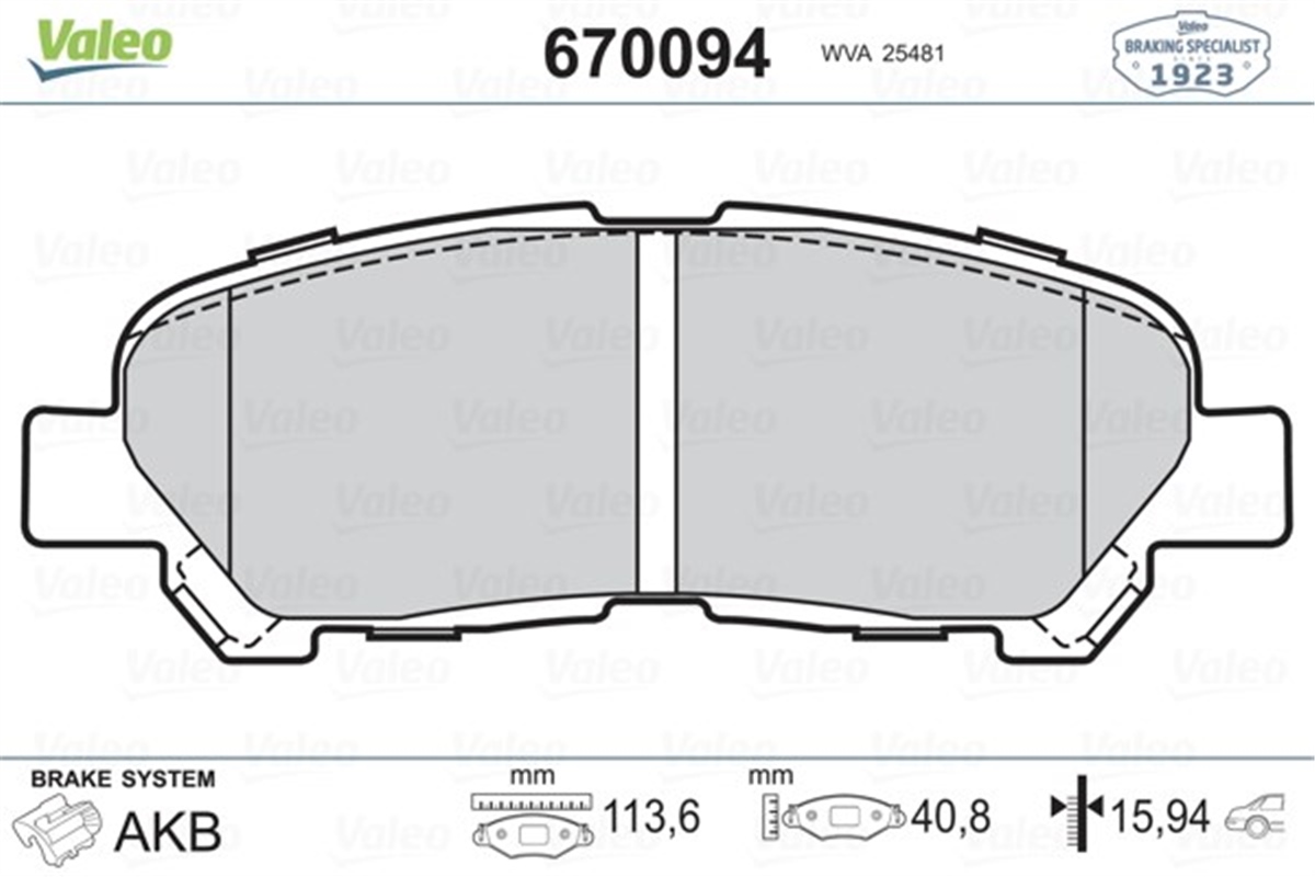 TOYOTAARKA BALATA TOYOTA HIGHLANDER 13 VALEO 670094VALEOVALEO 670094