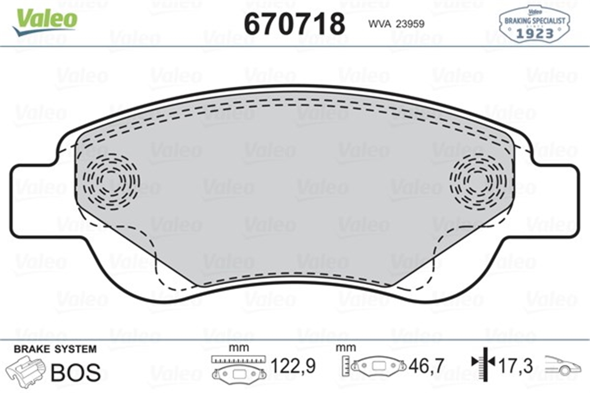 TOYOTAÖN BALATA P107 06-05 P108 14 C1 1.0 1.4HDİ 6.05 1.0 1.2VTİ 14 TOYOTA AYGO 1.0 1.4 HDİ 7.05 VALEO 670718VALEOVALEO 670718