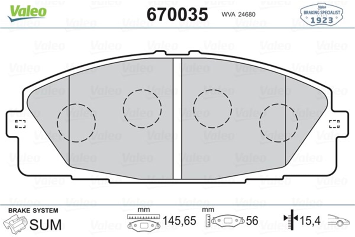 TOYOTAÖN BALATA TOYOTA HİACE 2.5D-4D 05 0986TB3214 VALEO 670035VALEOVALEO 670035