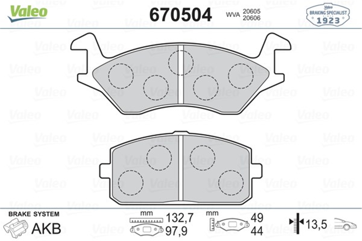 TOYOTAÖN BALATA TOYOTA STARLET 78-84 VALEO 670504VALEOVALEO 670504