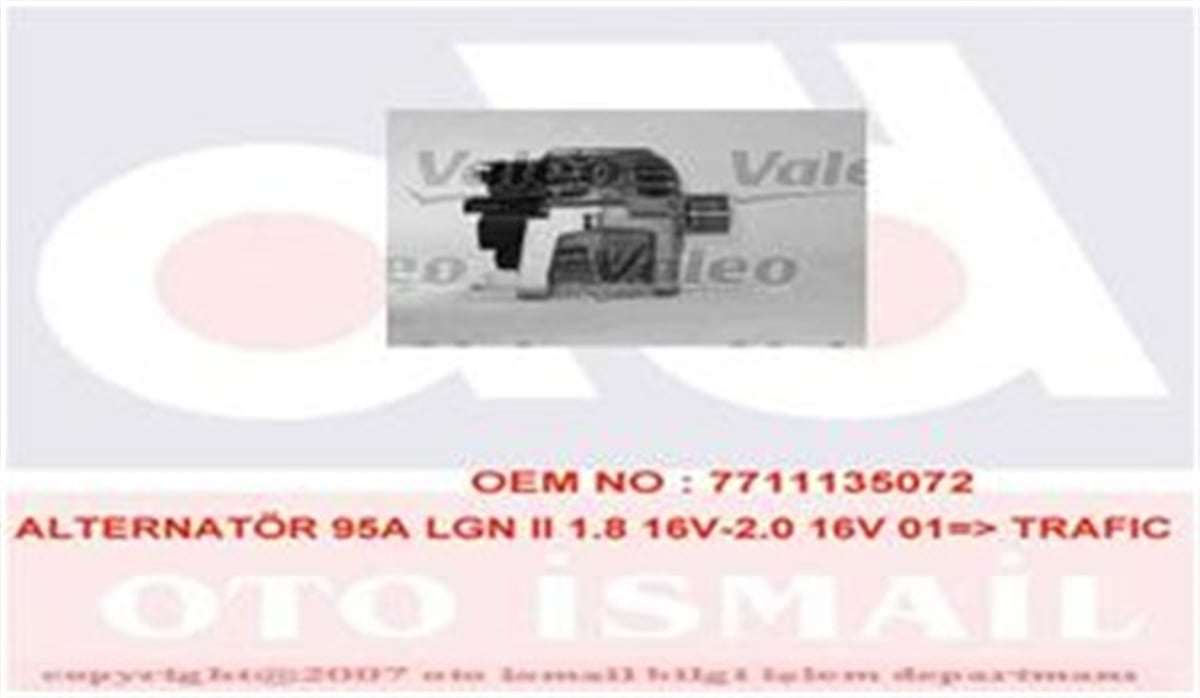 TRAFICALTERNATÖR 95A LGN II 1.8 16V-2.0 16V 01 TRAFIC II 2.0 16V 01 VALEO 439467VALEOVALEO 439467