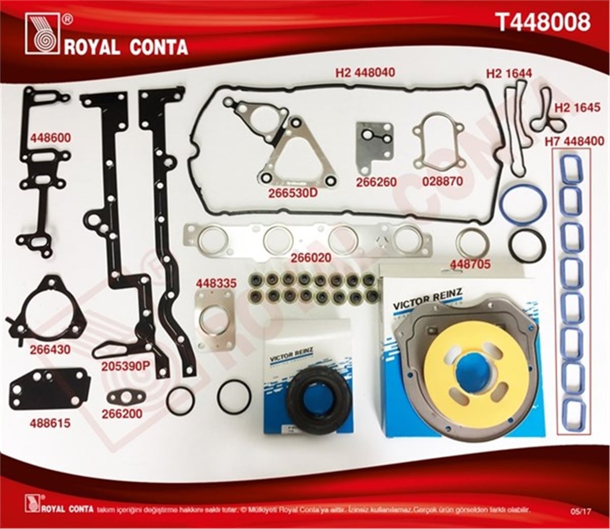 TRANSITMOTOR TAKIM CONTA R.KEÇELİ-S.LASTİKLİ SİLİNDİR KAPAK CONTASI SIZ TRANSIT V184 2.4 TDI ROYAL T448008ROYALROYAL T448008