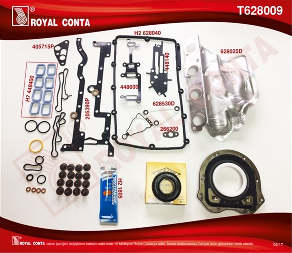 TRANSITMOTOR TAKIM CONTA SKT KEÇ. SUBP.LASTİK SİLİNDİR KAPAK CONTASI SİZ TRANSİT 2.2 TDCİ EURO5 ÖNDEN ÇEKER ROYAL T628009ROYALROYAL T628009