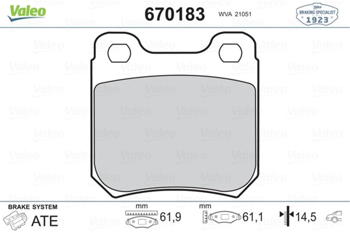 VECTRAARKA BALATA VECTRA B 95-00 OMEGA A 86-94 VALEO 670183VALEOVALEO 670183