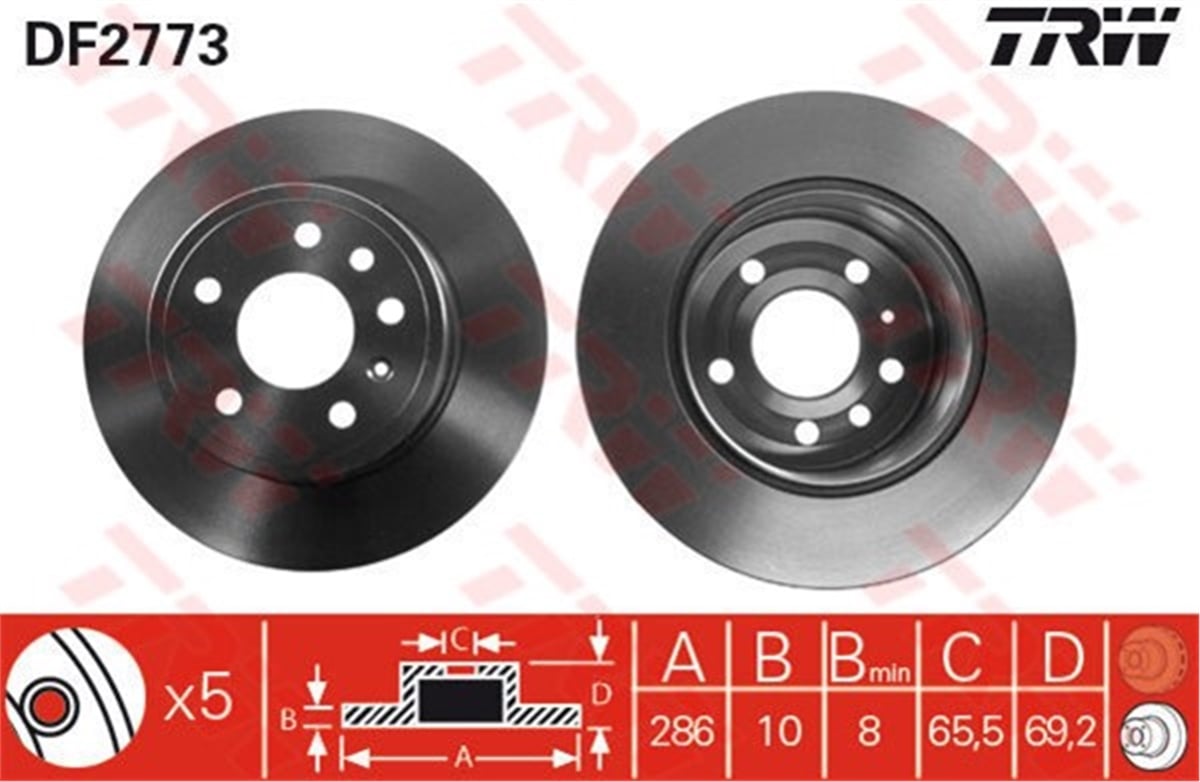 VECTRAFREN DİSKİ ARKA 5 BIJON TAKIM 569210 OPEL VECTRA B 96-01 BM TRW TRW DF2773TRWTRW DF2773