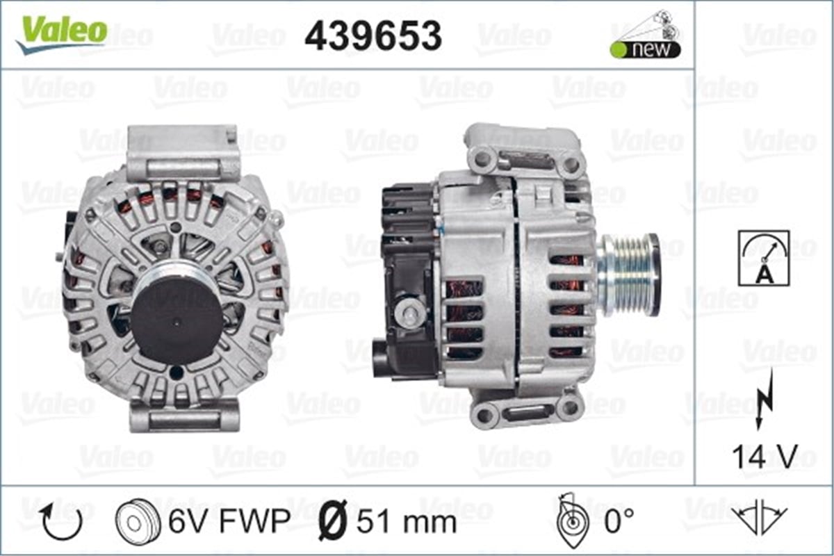 VITOALTERNATÖR MERCEDES C E VITO VIANO FG18S012 VALEO 439653VALEOVALEO 439653