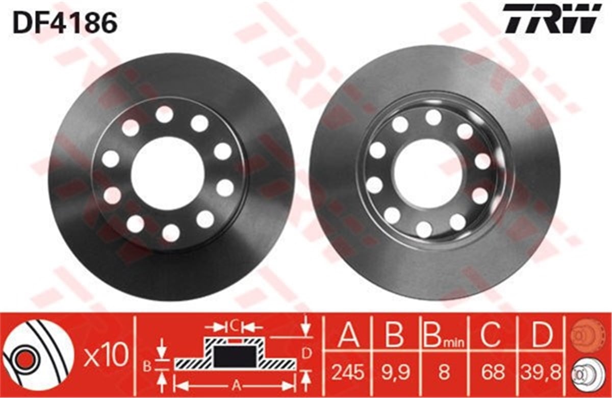 VOLKSWAGENFREN DİSKİ ARKA 23570 / DDF1709 (TAKIM FIYAT) 8E0615601P VW A4 00-08 BM TRW TRW DF4186TRWTRW DF4186