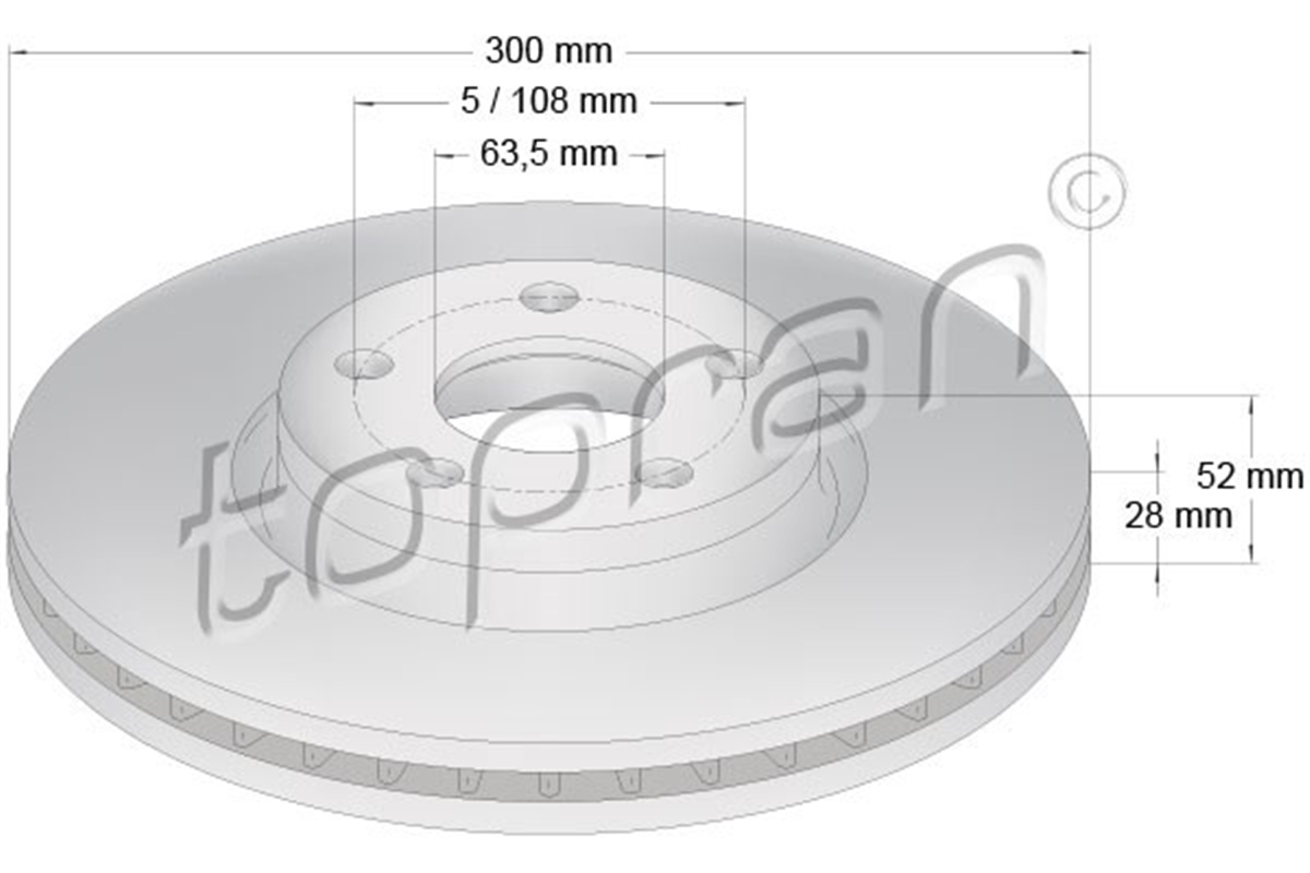 VOLVOÖN FREN AYNASI MONDEO 07 SMAX07 GALAXY 06 VOLVO S60 10 S80 07 V60 V70II XC70 FREELANDER 2.2 300MM TOPRAN 304437755TOPRANTOPRAN 304437755