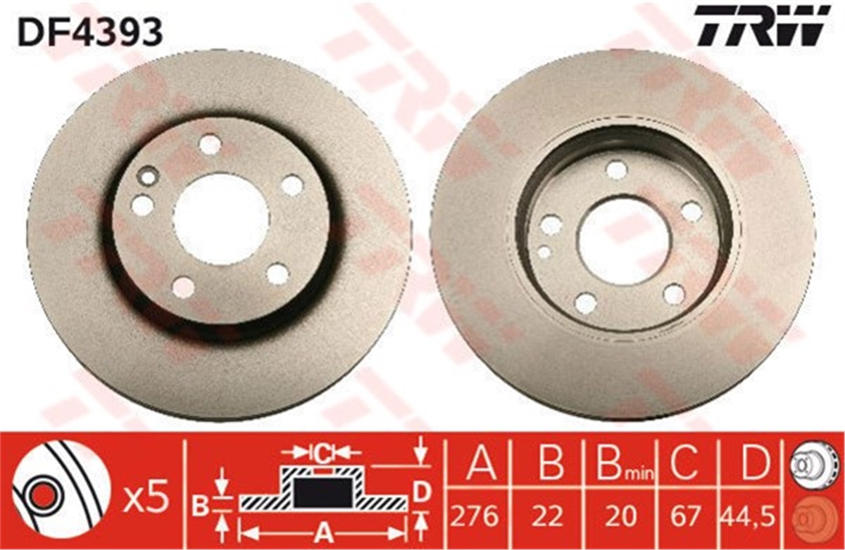 W169ÖN FREN AYNASI MERCEDES A W169 B W245 TRW DF4393TRWTRW DF4393