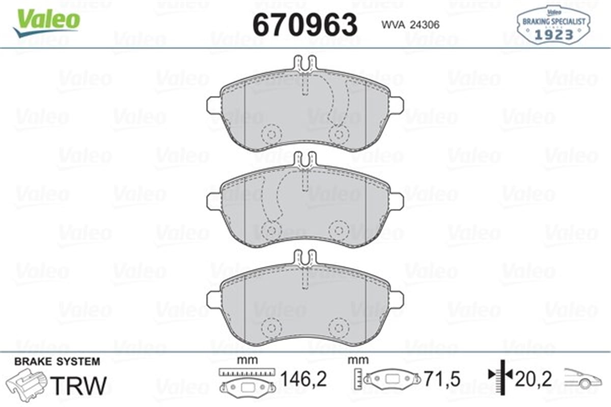 W204ÖN BALATA MERCEDES W204 C CLASS -C200 CDI-C220 CDI-C280-C280 4-MATİC-S204 C230-C180 KOMP 07 W212 VALEO 670963VALEOVALEO 670963