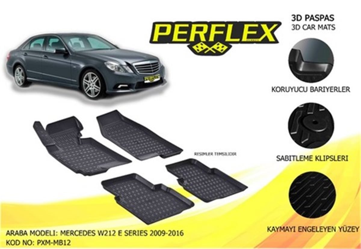 W212PASPAS 3D X-MAT HAVUZLU MERCEDES W212 E SERİSİ 11 SİYAH PERFLEX PXM-MB12PERFLEXPERFLEX PXM-MB12