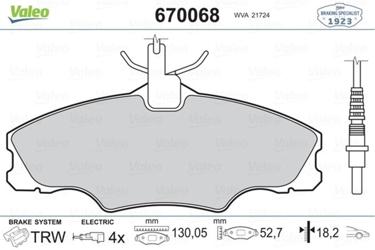 XANTIAÖN BALATA FİŞLİ P406 1.6 1.8 95-10.04 XANTIA XM VALEO 670068VALEOVALEO 670068