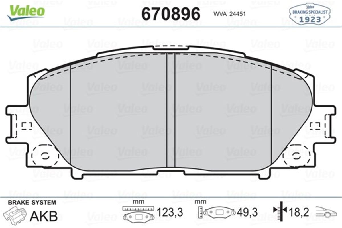 YARISÖN BALATA TOYOTA YARIS 1.0 VVT-I 01-2006 11 ABS SİZ VALEO 670896VALEOVALEO 670896