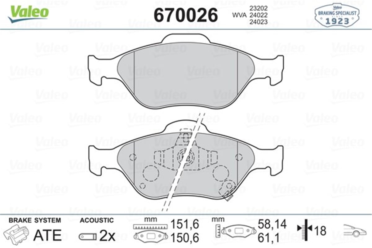 YARISÖN BALATA YARIS 1.0VVTİ 1.3VVTİ 1.4D4D 06 09 11 VALEO 670026VALEOVALEO 670026