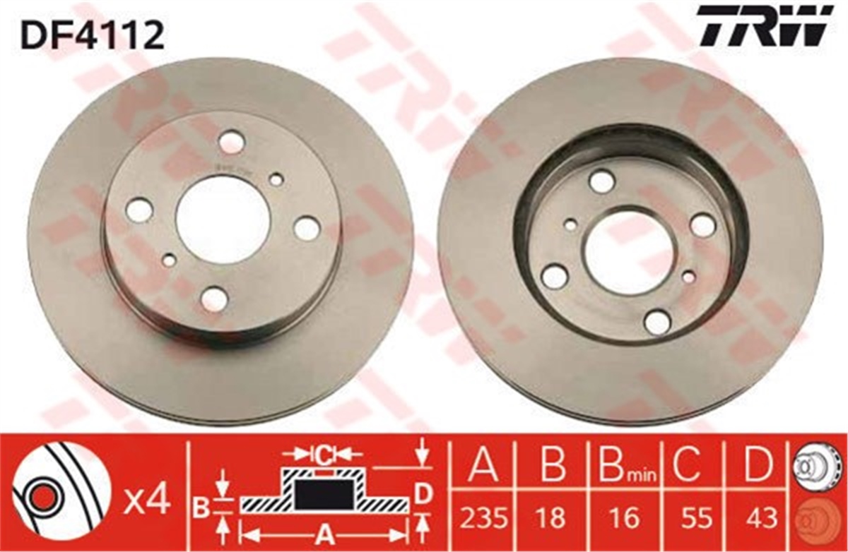 YARISÖN FREN AYNASI HAVALI YARIS 1.0-1.3-1.4 D-4D 99 TRW DF4112TRWTRW DF4112