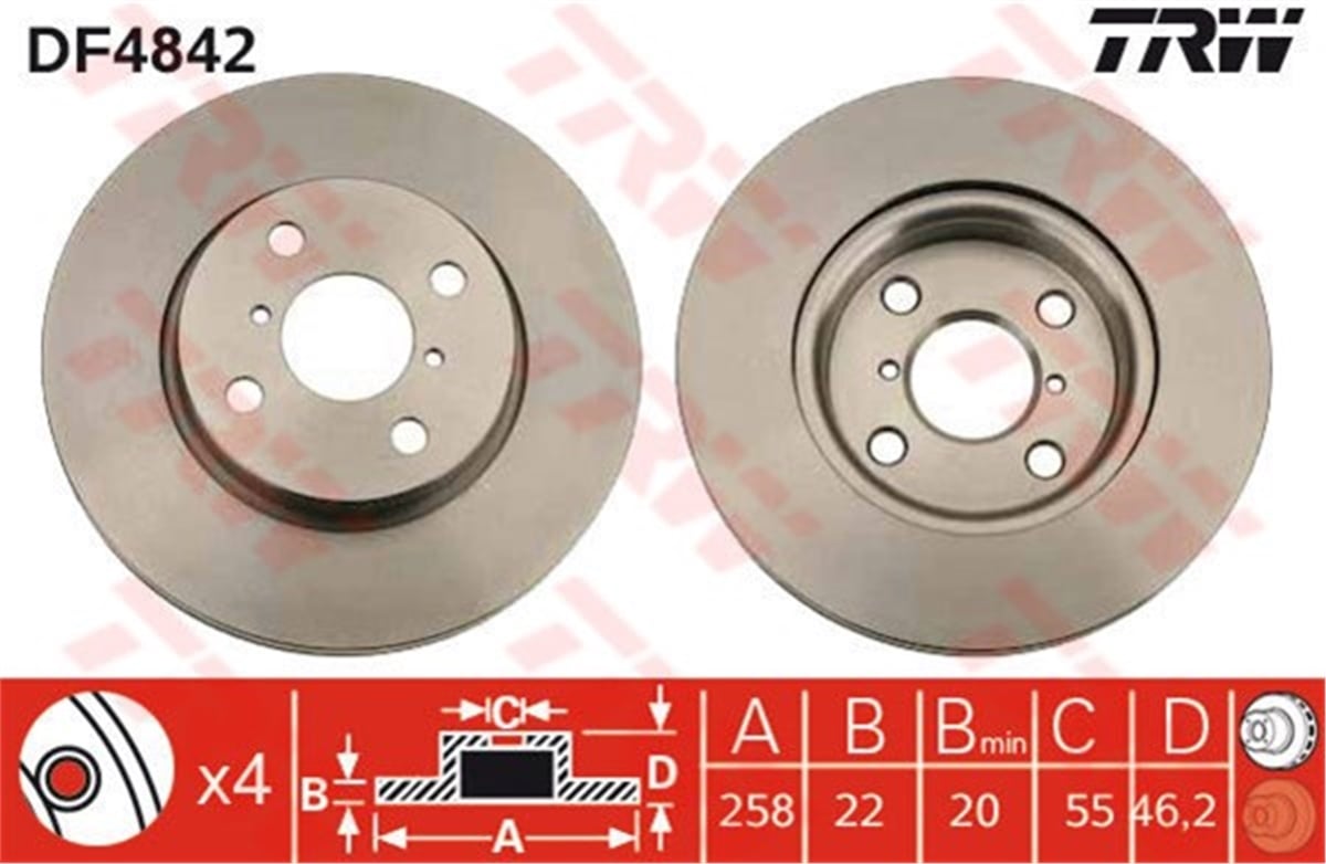 YARISÖN FREN AYNASI YARIS 1.0VVT-I.1.3 VVT-I.D-4D 01-06 TRW DF4842TRWTRW DF4842