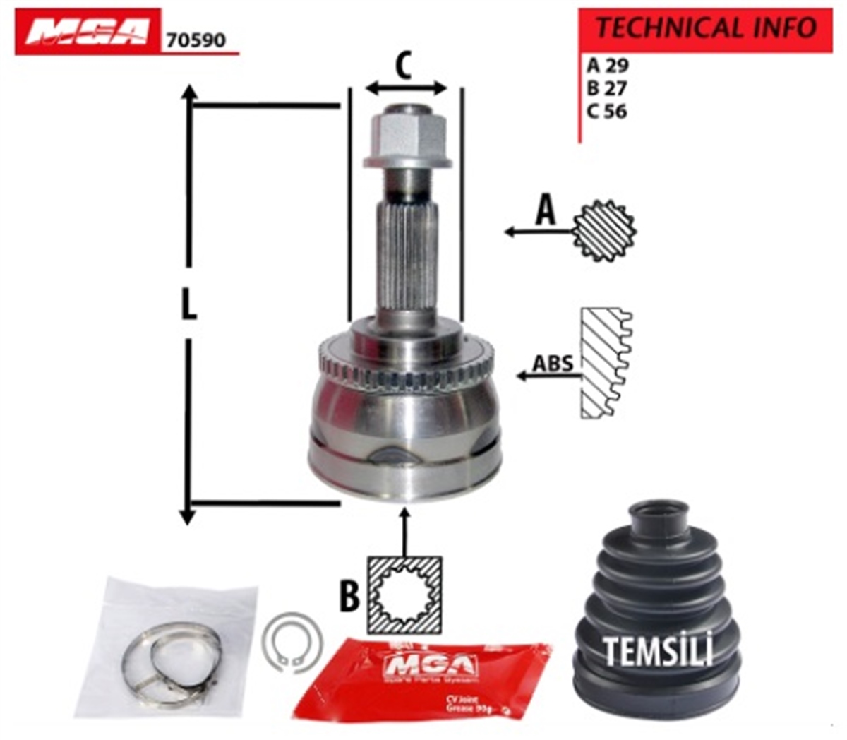 YEDEK PARÇAAKS KAFA DIS ABSLI-NISSAN MAXIMA 00>10   -MGA-70590MGAMGA-70590