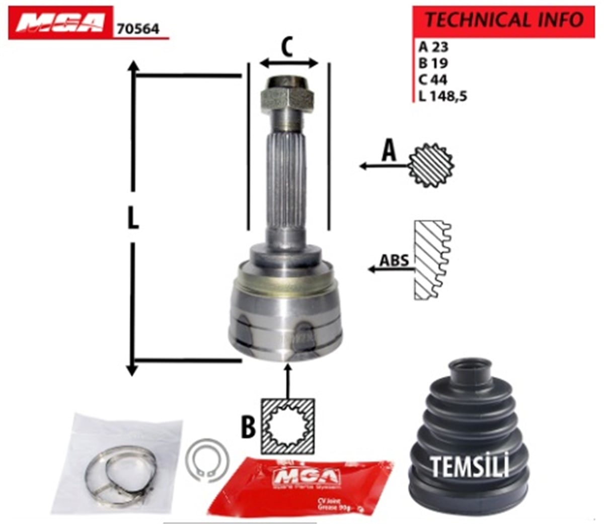 YEDEK PARÇAAKS KAFA DIS-DAEWOO TICO 96>03  23×19×44 32-05200201  4410578B00000 -MGA-70564MGAMGA-70564