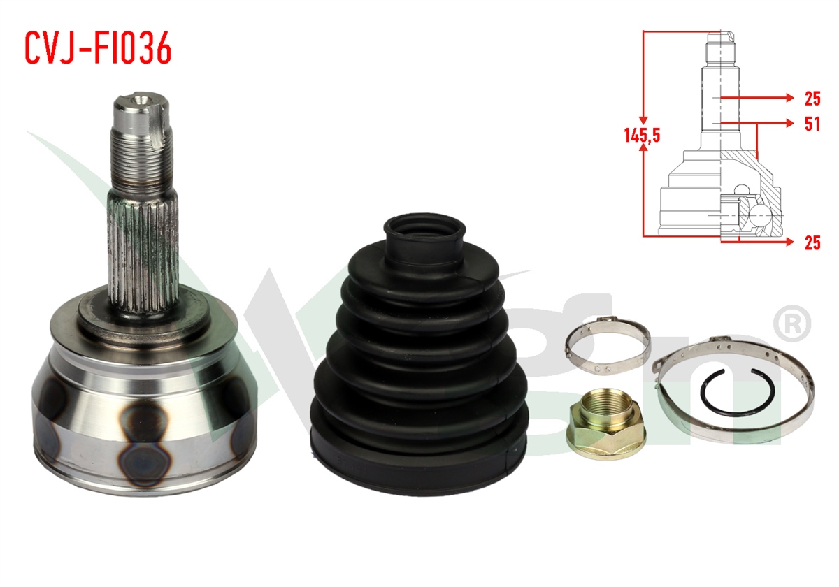 YEDEK PARÇAAKS KAFASI DIŞ DOBLO 152263 1.3 MJT 25X25X51 UZUNLUK 1455 mm 2010>WAGENCVJ-FI036