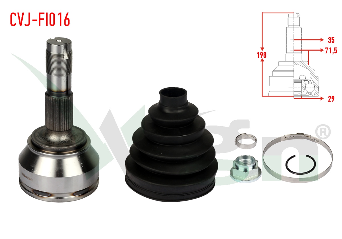 YEDEK PARÇAAKS KAFASI DIŞ DUCATO 250 2.3 MJT İÇTEN SEKMANLI 35X29X71.5 UZUNLUK 198 mm 2006-2014WAGENCVJ-FI016