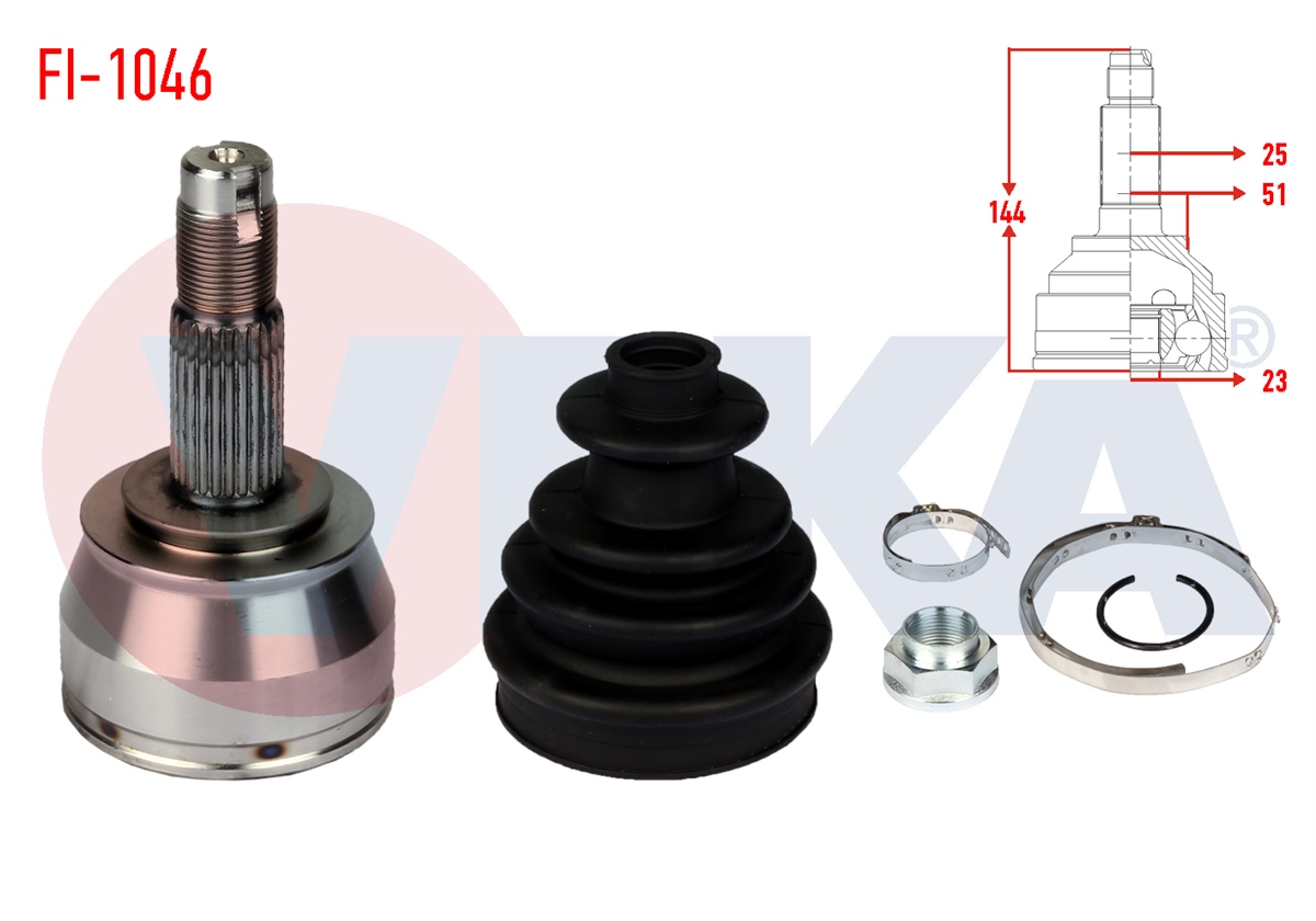 YEDEK PARÇAAKS KAFASI DIŞ GRANDE PUNTO 199 1.3 MJT 75 HP 25X23X51 UZUNLUK 1445 mm 2005-2012VEKAFI-1046