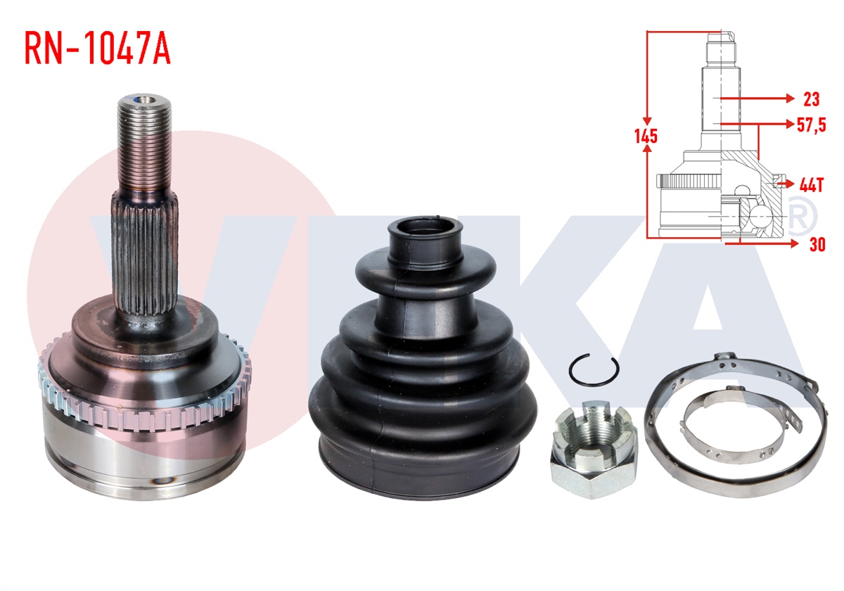 YEDEK PARÇAAKS KAFASI DIŞ KANGOO KC0/1 1.5 DCI ABSLI 44 DIŞ KALIN FREZE 23X30X5750 UZUNLUK 145mm 1998-2008VEKARN-1047A