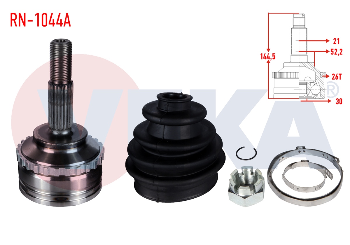 YEDEK PARÇAAKS KAFASI DIŞ KANGOO KC0/1 1.5 DCI ABSLI 26 DIŞ 21X30X522 UZUNLUK 1445mm 1998-2008VEKARN-1044A