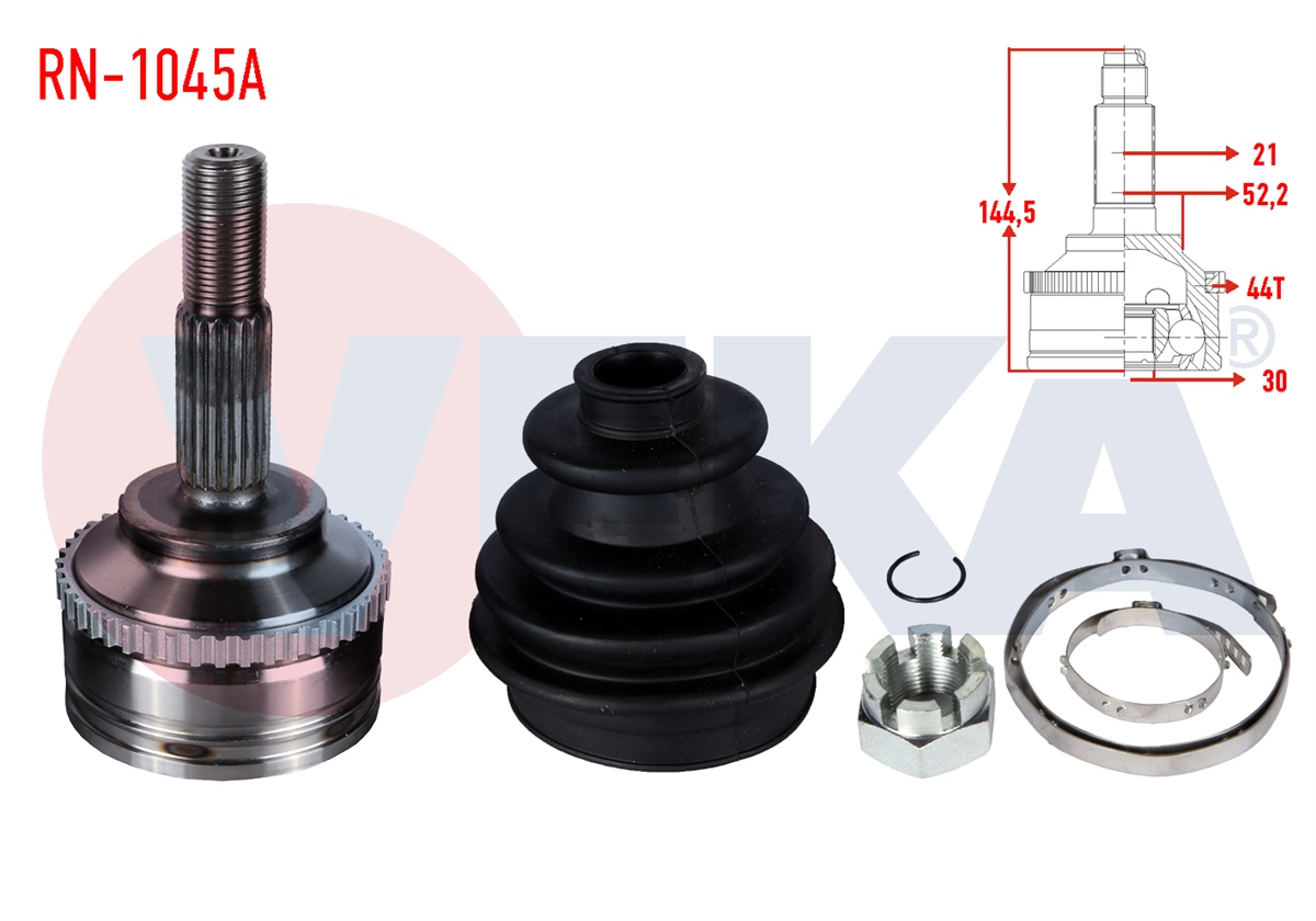 YEDEK PARÇAAKS KAFASI DIŞ KANGOO KC0/1 1.5 DCI ABSLI 44 DIŞ 21X30X522 UZUNLUK 1445mm 1998-2008VEKARN-1045A
