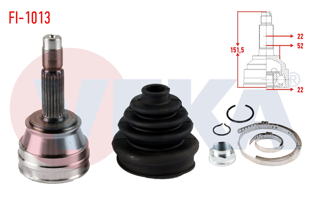 YEDEK PARÇAAKS KAFASI DIŞ PALİO 178BX 178DX 1.6i 16v 22X22X52 UZUNLUK 1492 mm 1996-2005VEKAFI-1013