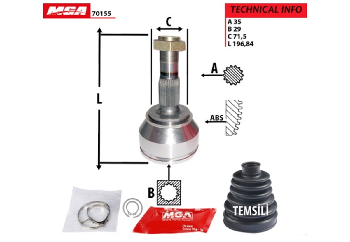YEDEK PARÇAAKS KAFASI DIS - PEUGEOT  BOXER CITROEN  JUMPER FIAT  DUCATO III  11Q / 15Q / 17Q 07--  35×29×71.5 1349785080 -MGA-70155MGAMGA-70155