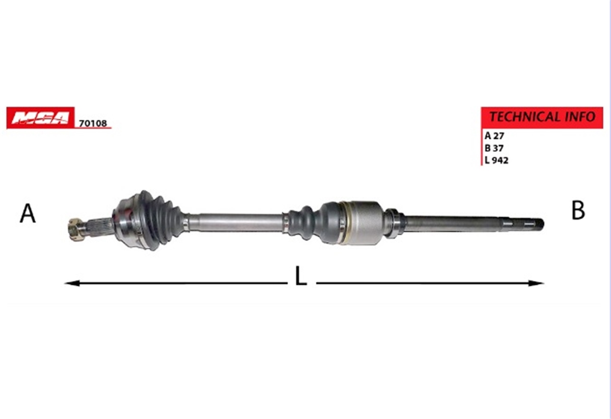YEDEK PARÇAAKS KOMPLE MILLI SAG ABSSIZ  FIAT  SCUDO PEUGEOT  EXPERT - 806 CITROEN  JUMPY 1.9TD  9617408288 -MGA-70108MGAMGA-70108