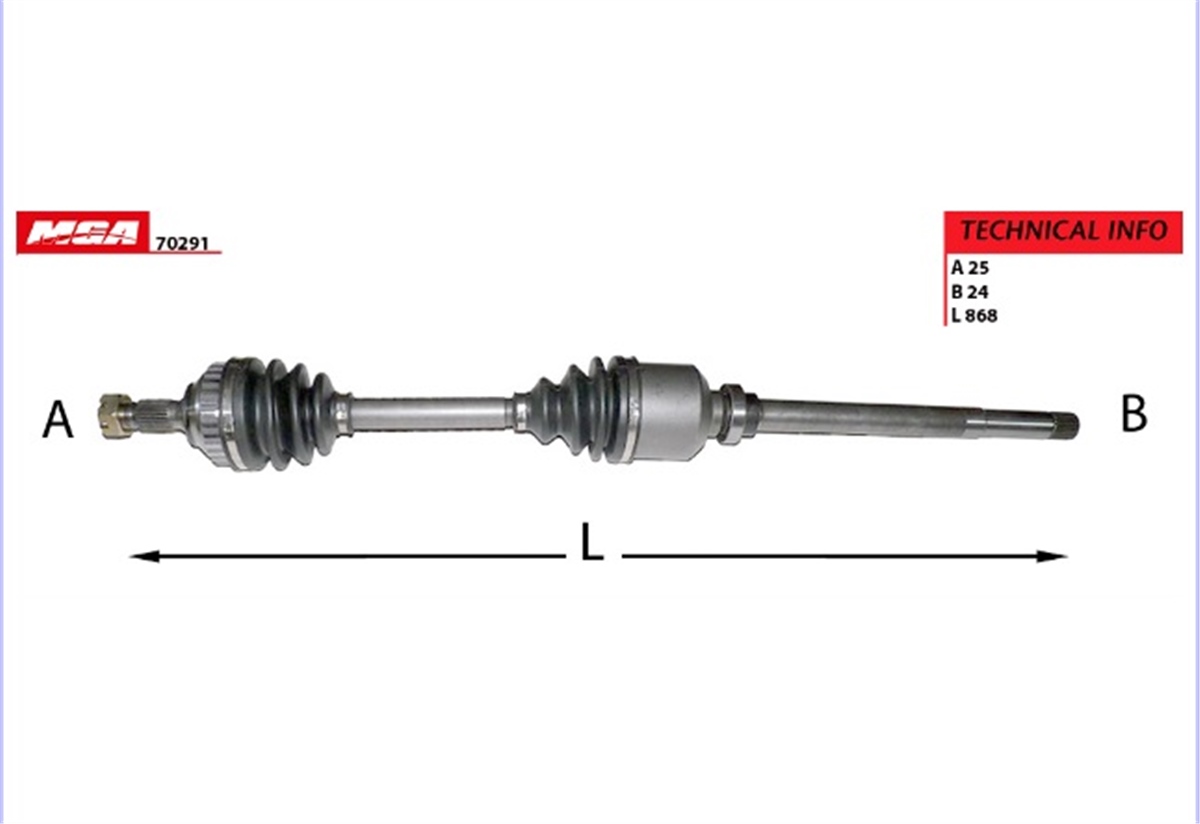 YEDEK PARÇAAKS SAG ABSLI 29D  PEUGEOT  PARTNER 1.6 HDI 2.0 HDI CITROEN  XSARA 1.8  32739Z -MGA-70291MGAMGA-70291