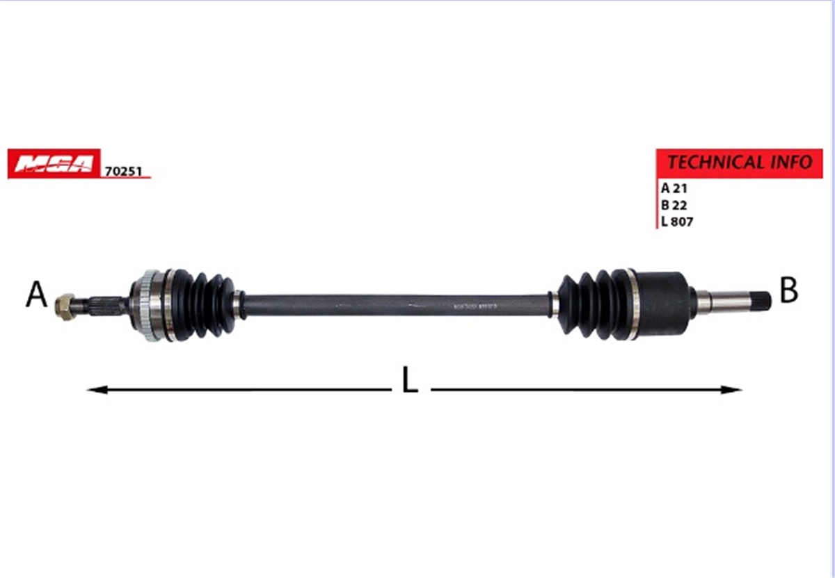 YEDEK PARÇAAKS SAG ABSLI 48D  PEUGEOT  106 CITROEN  SAXO 1.4 1.5D 1.6 99--  32737F -MGA-70251MGAMGA-70251