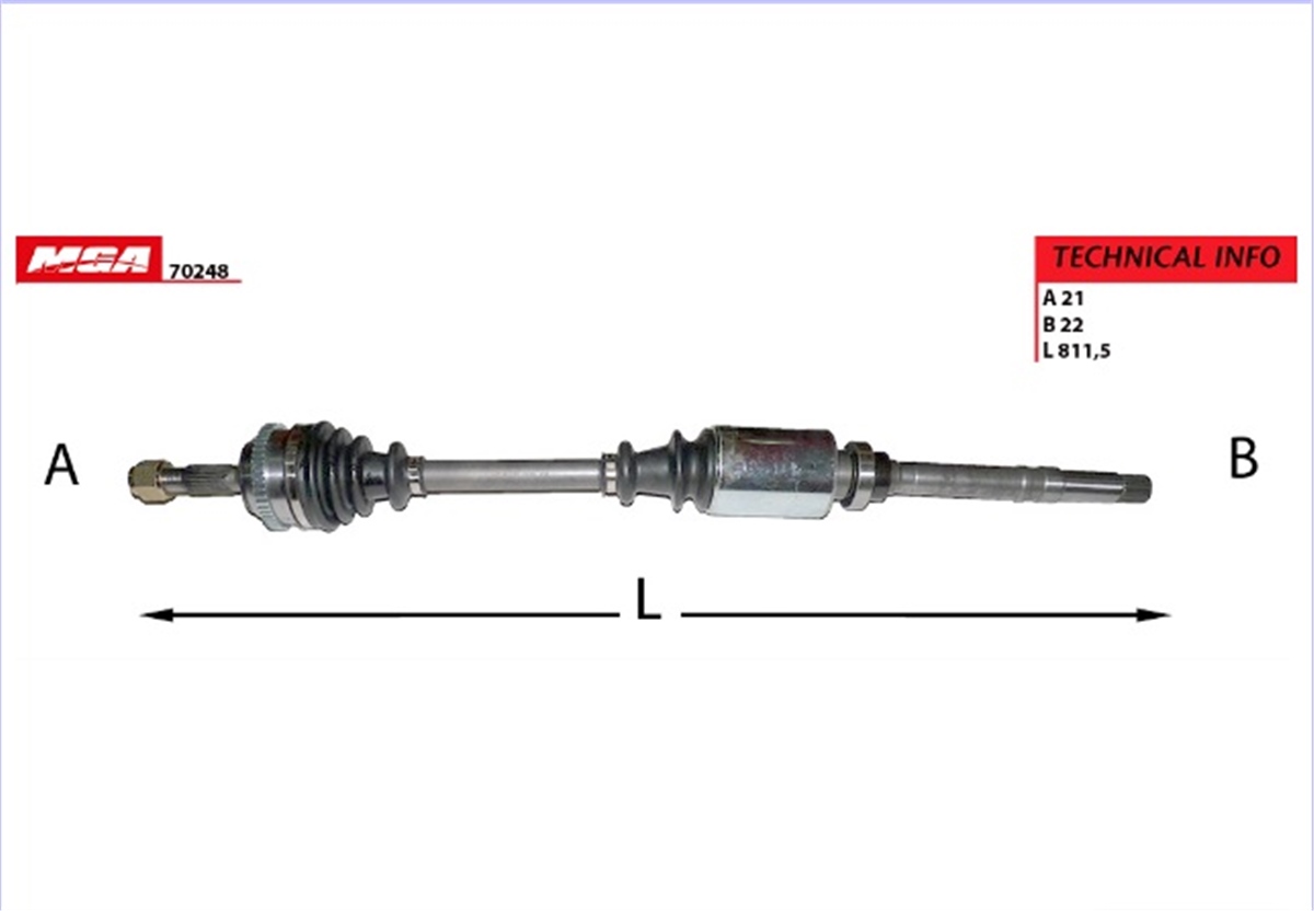 YEDEK PARÇAAKS SAG ABSLI 48D  PEUGEOT  106GTI CITROEN  SAXO VTS 1.6  99--  32737Q -MGA-70248MGAMGA-70248