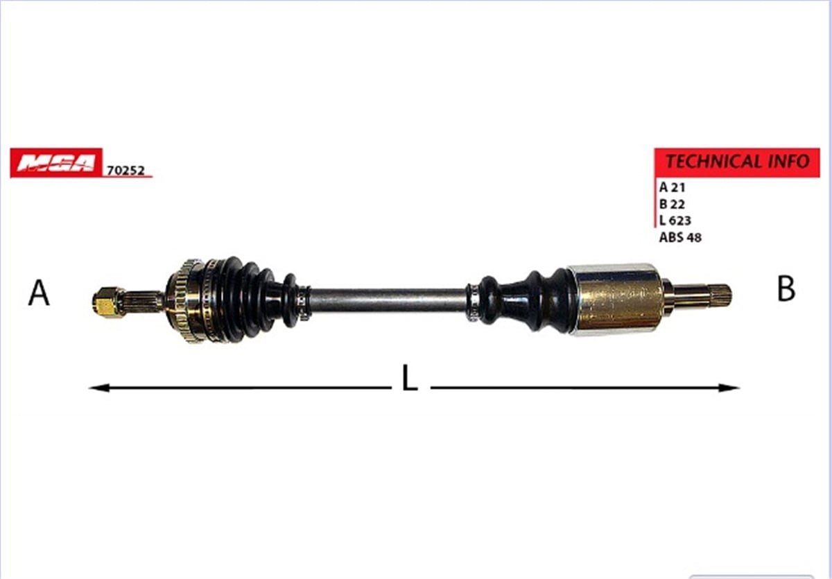 YEDEK PARÇAAKS SOL ABSLI 48D  PEUGEOT  106 CITROEN  SAXO 1.4 1.5D 1.6 99--  32722Q -MGA-70252MGAMGA-70252