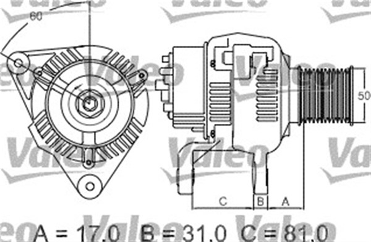 YEDEK PARÇAALTERNATÖR A13VI244 VALEO 439293VALEOVALEO 439293
