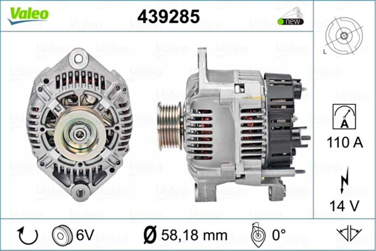 YEDEK PARÇAALTERNATÖR A13VI264 VALEO 439285VALEOVALEO 439285