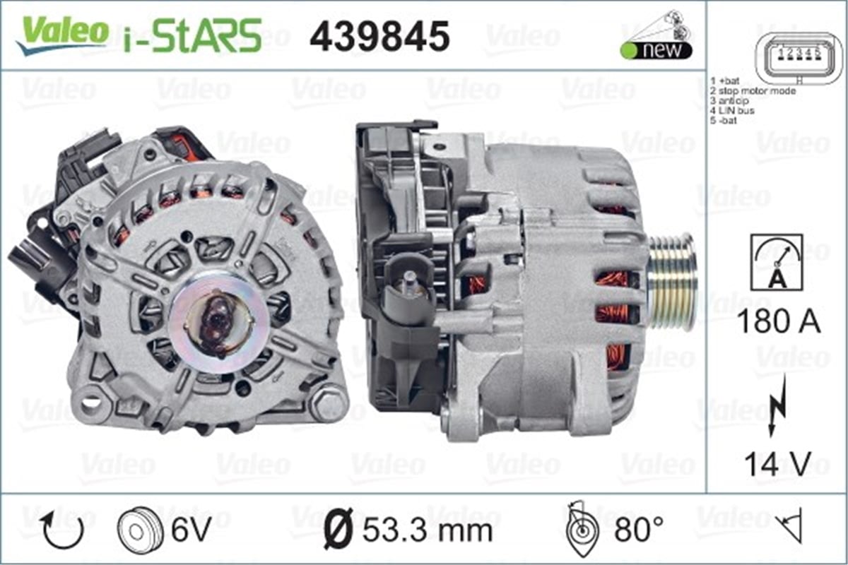 YEDEK PARÇAALTERNATÖR STAR-STOPLU ARACLARA P208-308-508- 1.4-1.6 HDİ ST60C017 PSA VALEO 439845VALEOVALEO 439845