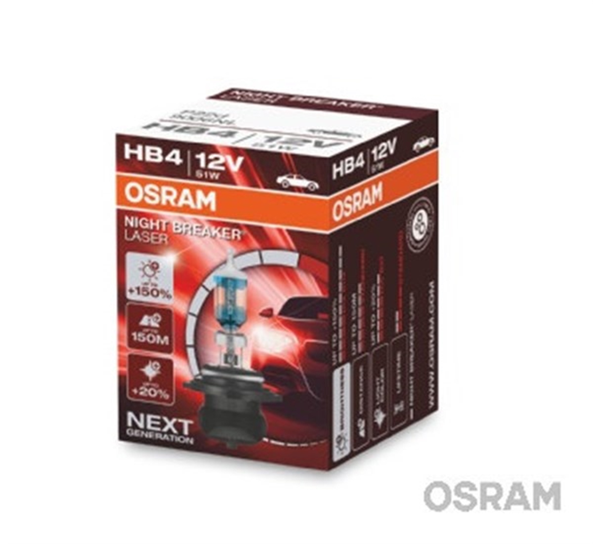 YEDEK PARÇAAMPUL 12V HB4 51W 9006 NIGHT BREAKER LASER 150 GÜÇLÜ 20 BEYAZ IŞIK İKİLİ AMBALAJ OSRAM 9006NL-HCBOSRAMOSRAM 9006NL-HCB