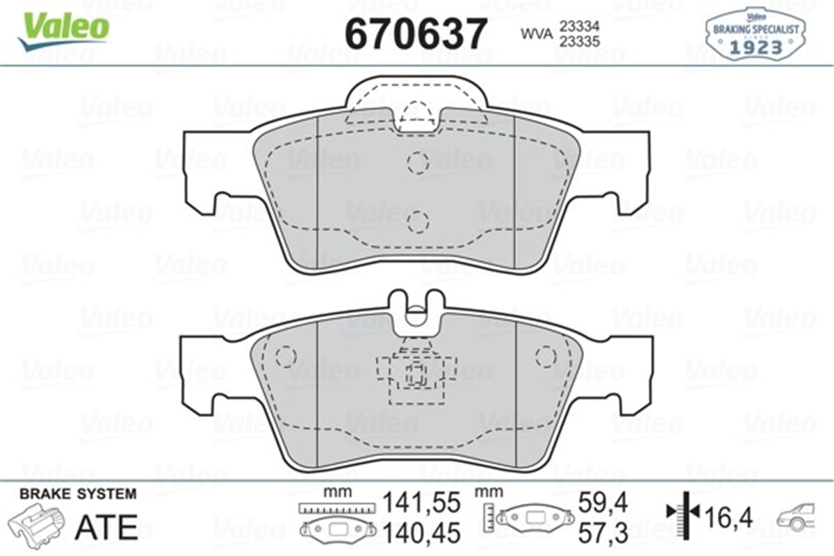 YEDEK PARÇAARKA BALATA C218 CLS 300-350-CDI W211 E200-E240-E320-E350-E500 02-08 W212 08 W220 W221 X218 12 VALEO 670637VALEOVALEO 670637