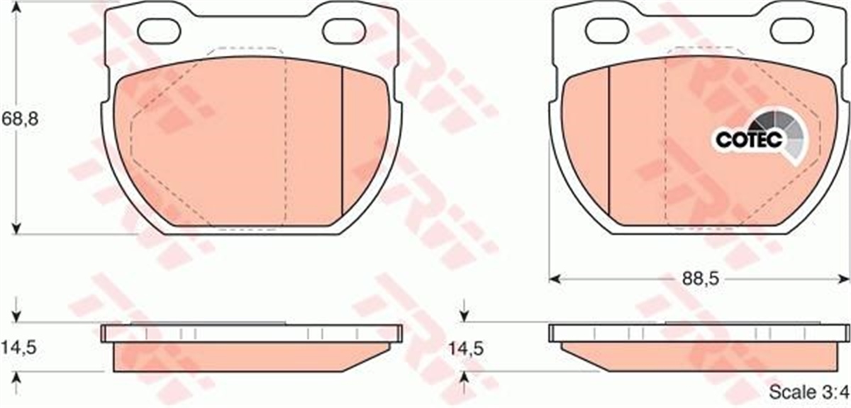 YEDEK PARÇAARKA BALATA DEFENDER 90-98 TRW GDB1209TRWTRW GDB1209